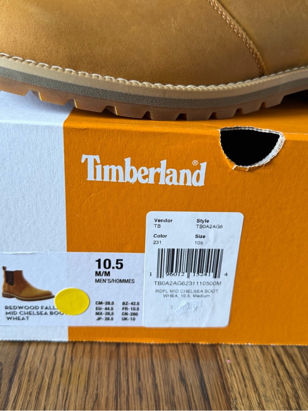 Timberland Redwood Falls Mid Chelsea Boot Wheat Men’s Size 10.5 M - Picture 4 of 13